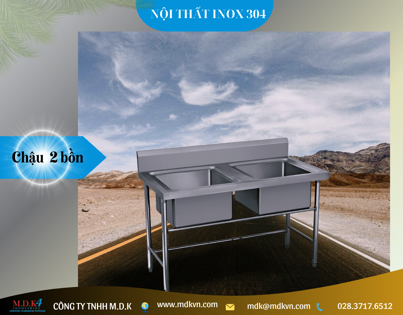 Chậu inox 2 bồn không vòi